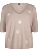 Gestrickte Bluse mit gestickten Blumen, Simply Taupe Mel., Packshot image number 0