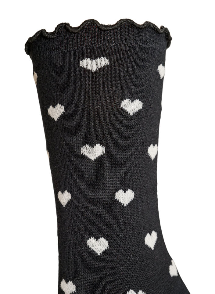 Chaussettes en coton avec des motifs, Noir, Packshot image number 2