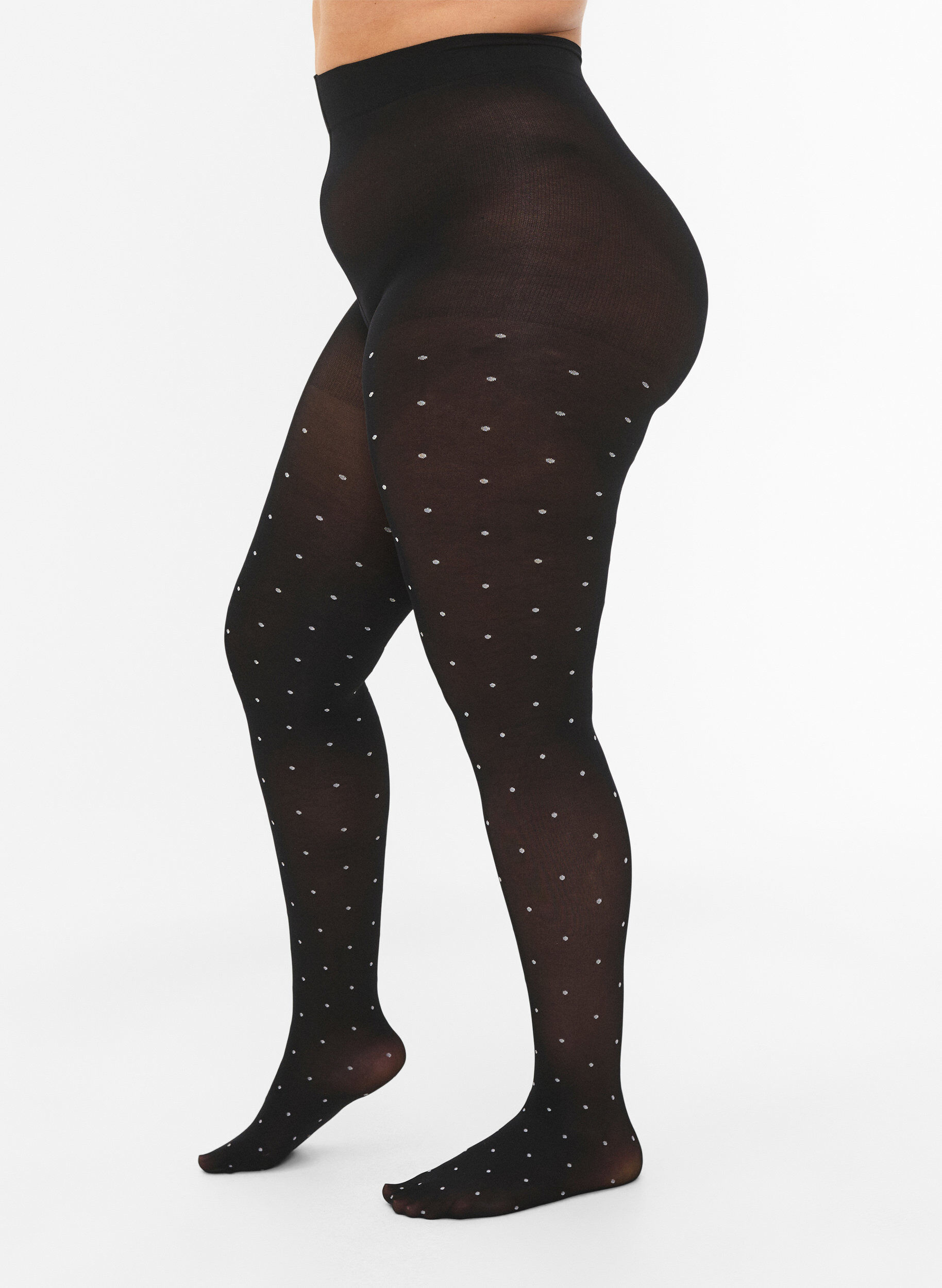 Zizzi 70 Denier Strumpfhosen mit Punkten, Black w. Dot, Model image number 0