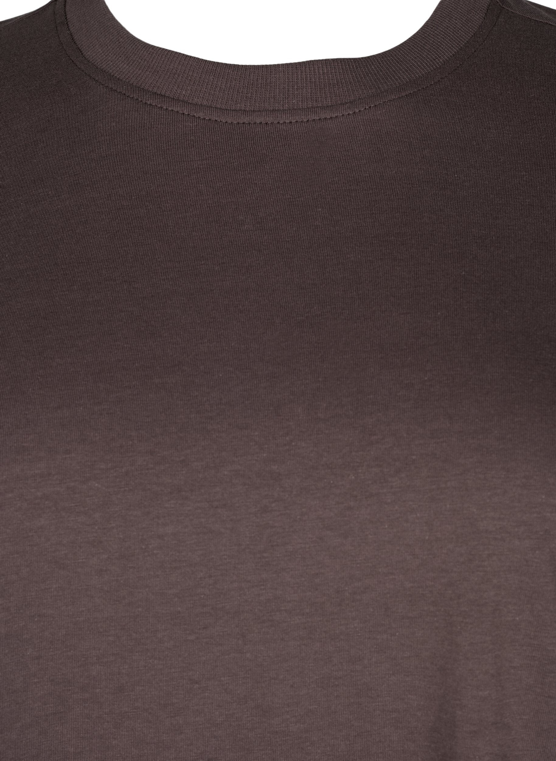 Zizzi Basic-T-Shirt aus Baumwolle mit Rundhalsausschnitt, Braun, Packshot image number 2