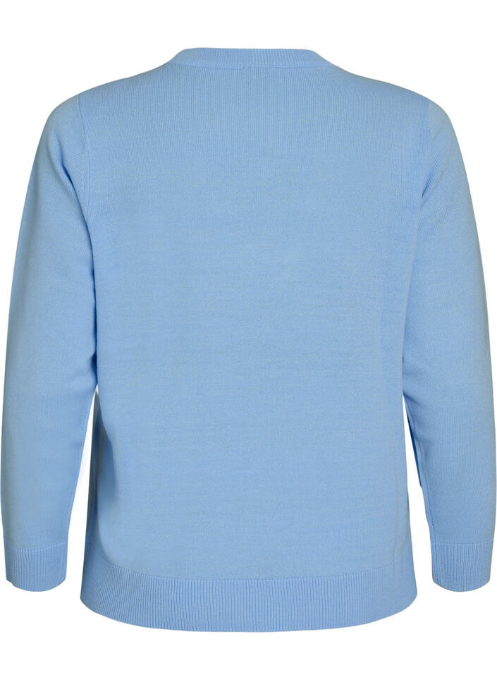 Blouse en maille avec motif de No&euml;l, Bleu Clair, Packshot image number 1