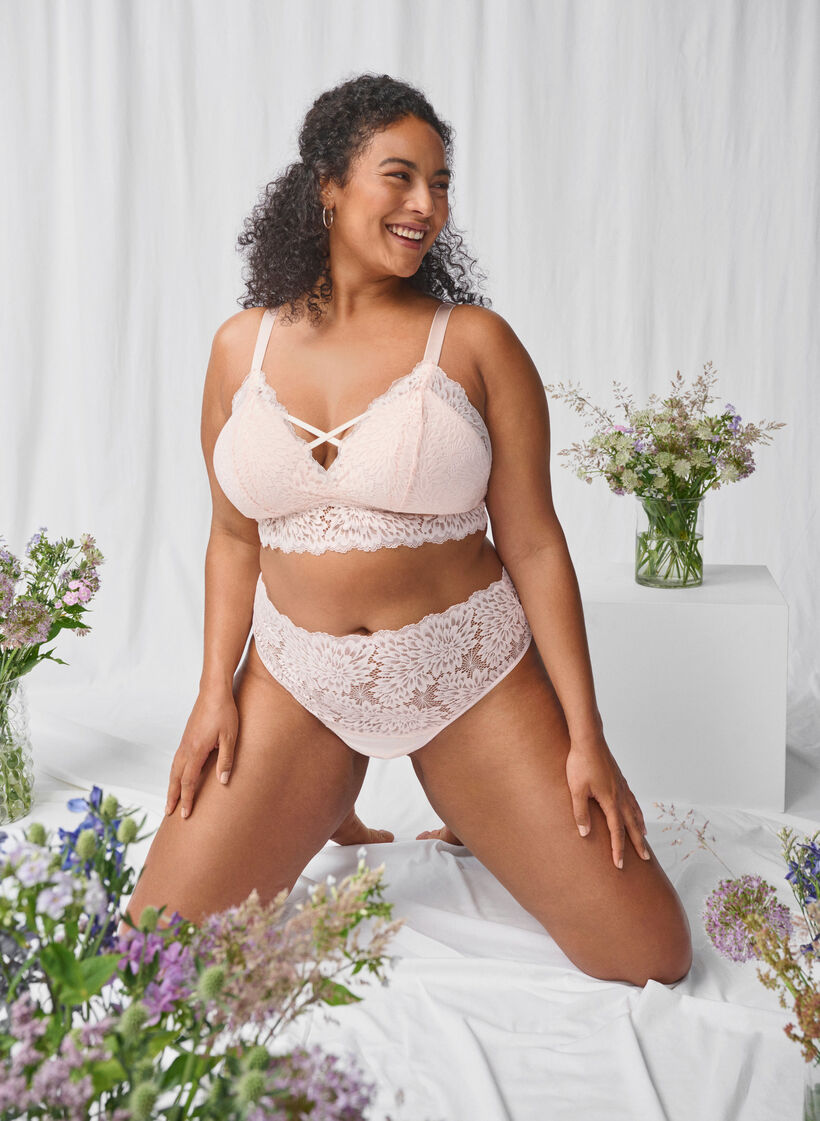 Bralette avec détail de cordon et rembourrage doux, Peach Blush, Image image number 0