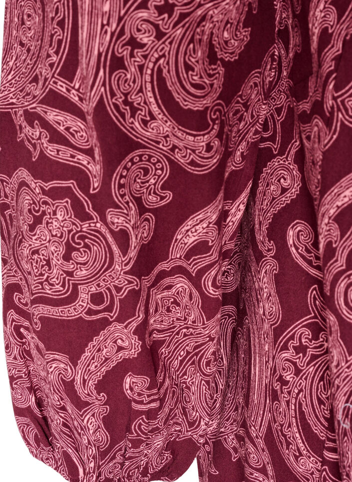 Robe courte en coton avec un ourlet &eacute;lastique et des manches longues, Bordeaux fonc&eacute;, Packshot image number 3