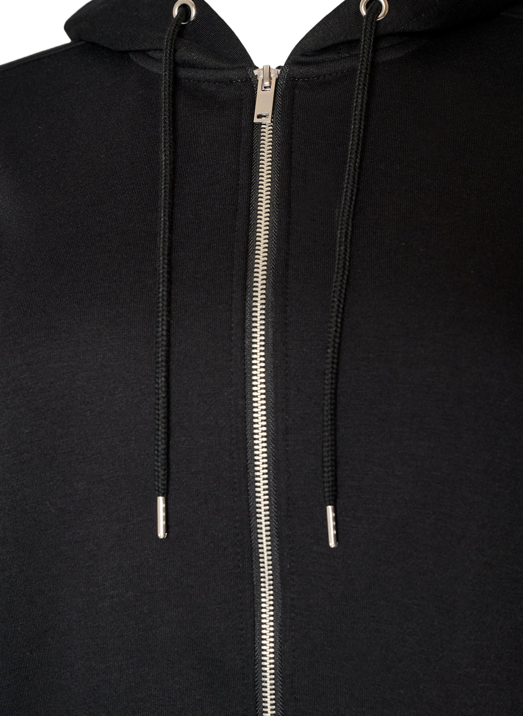 ZizziSweat &agrave; capuche long avec zip et poches, Noir, Packshot image number 2