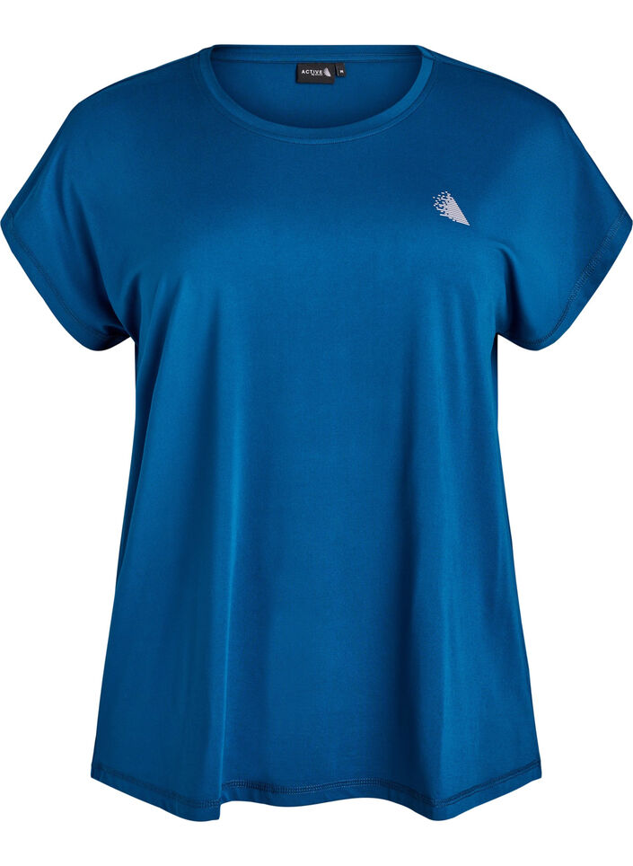 Einfarbiges Trainings-T-Shirt, Blau, Packshot image number 0