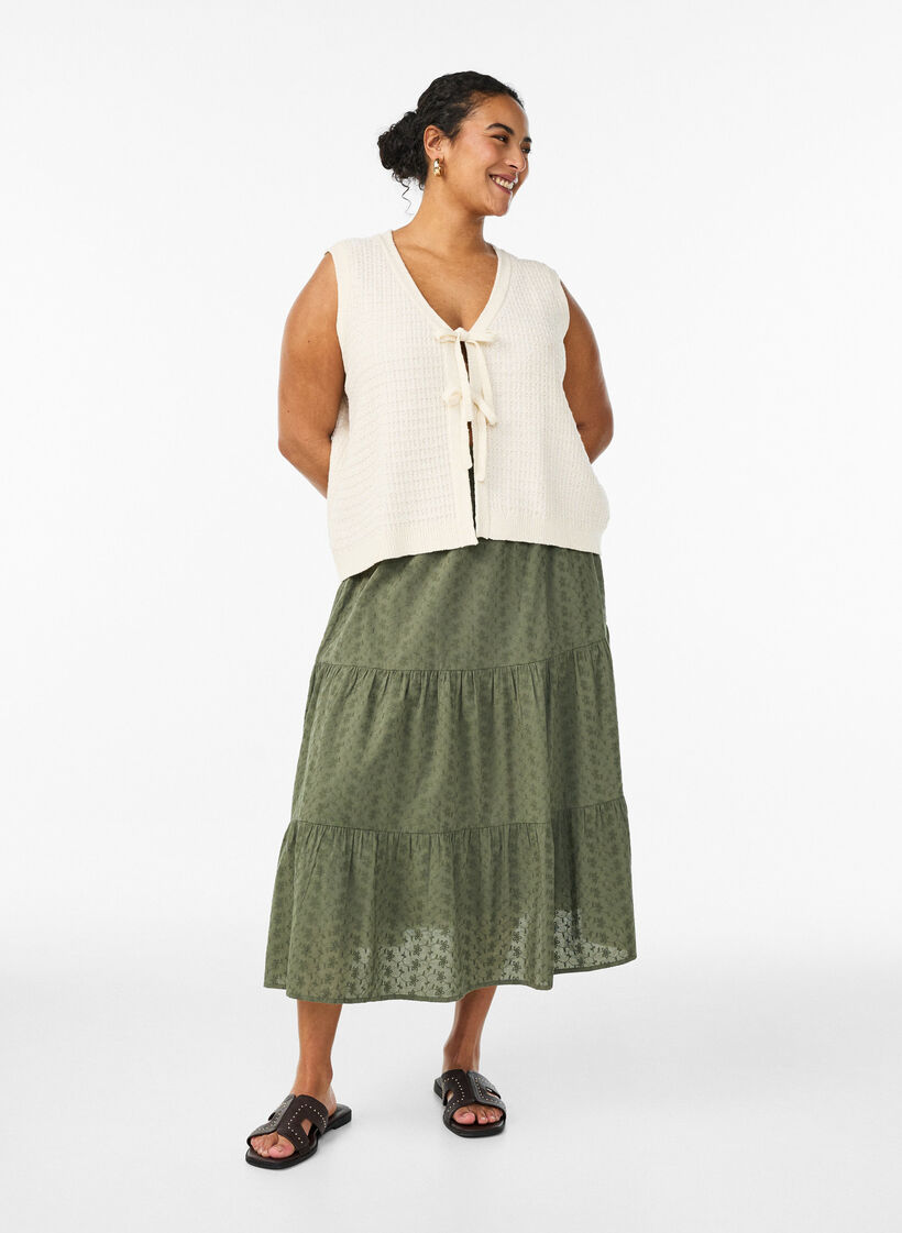 Weste aus strukturiertem Strick mit Bindeg&uuml;rtel, Vanille, Model image number 1