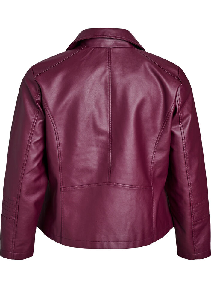 Bikerjacke aus Kunstleder, Dunkles Bordeaux, Packshot image number 1
