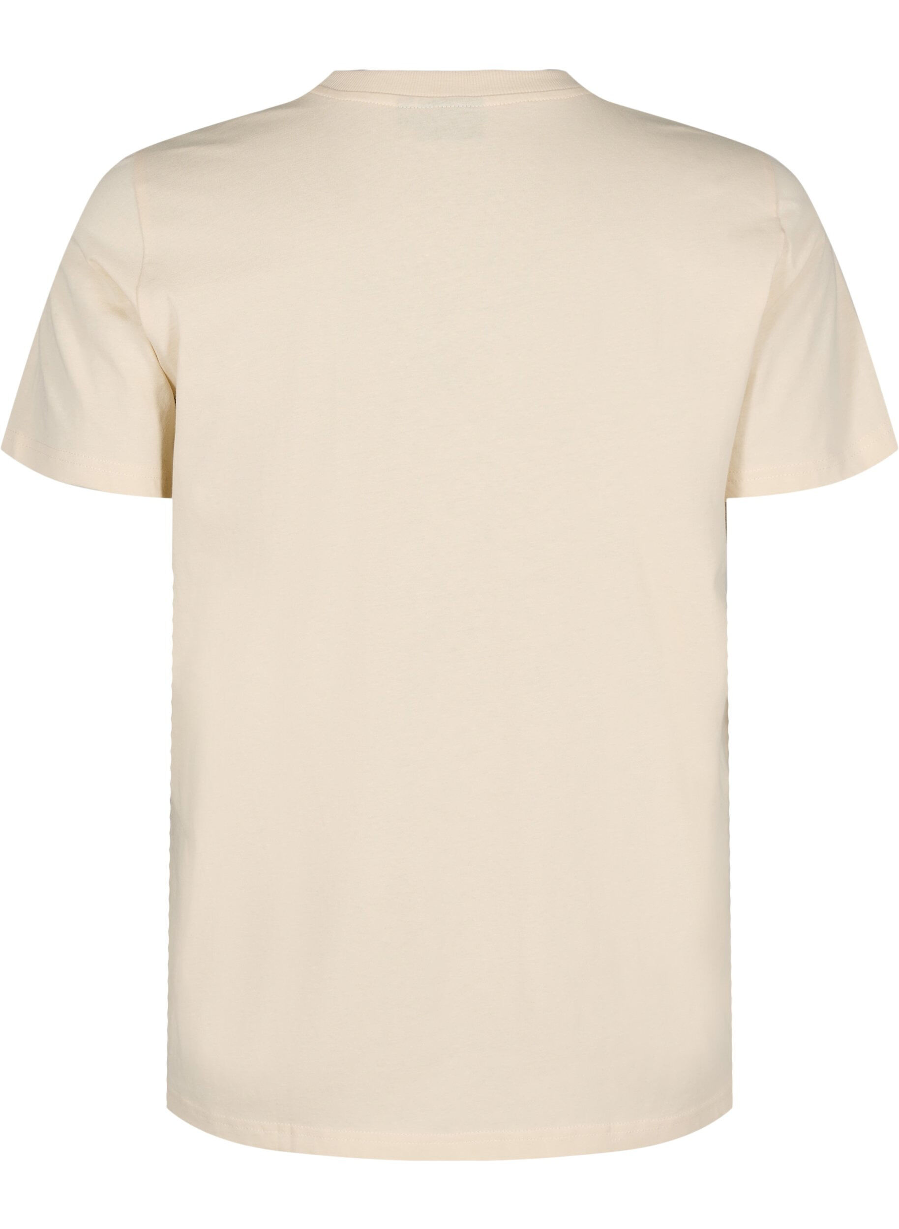 Zizzi T-Shirt aus Baumwolle mit Print, Beige, Packshot image number 1
