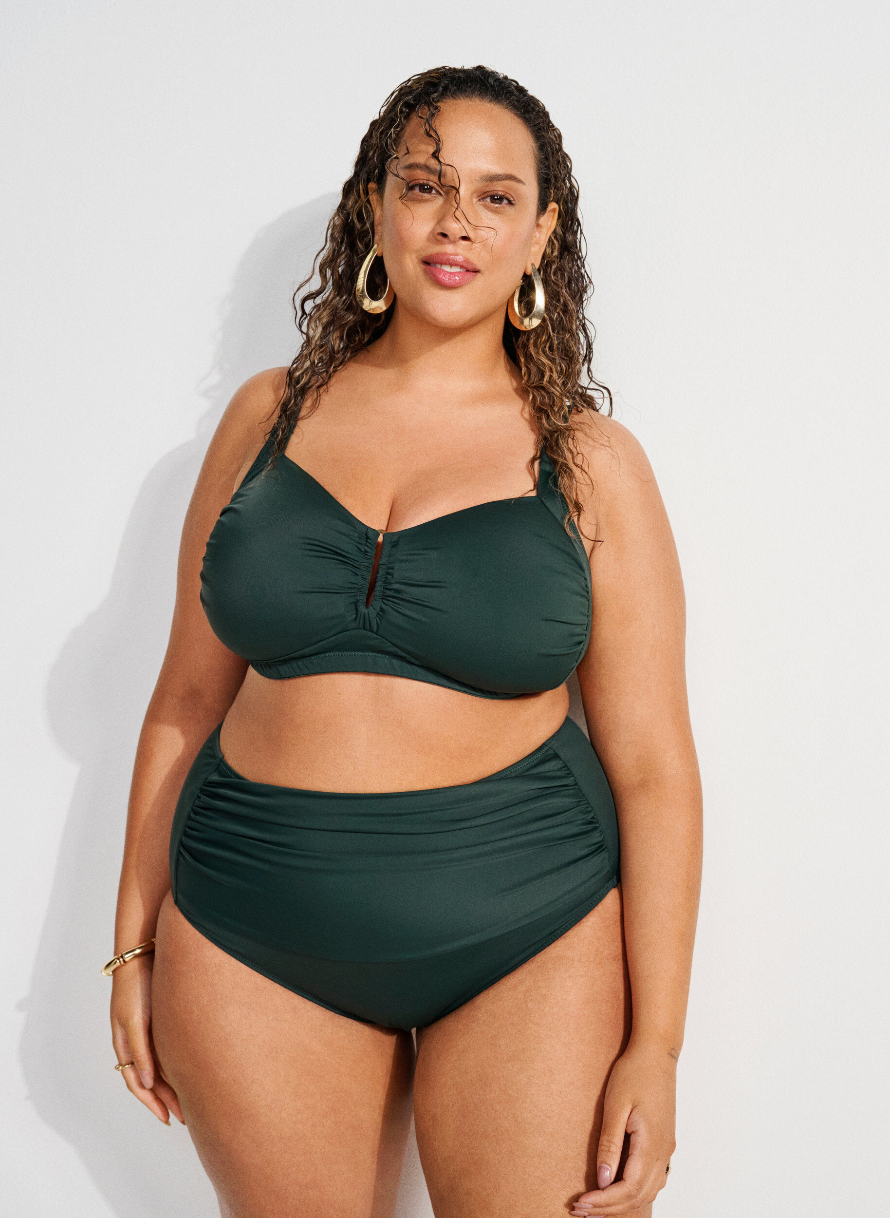 Culotte de bikini taille haute avec drap&eacute;
