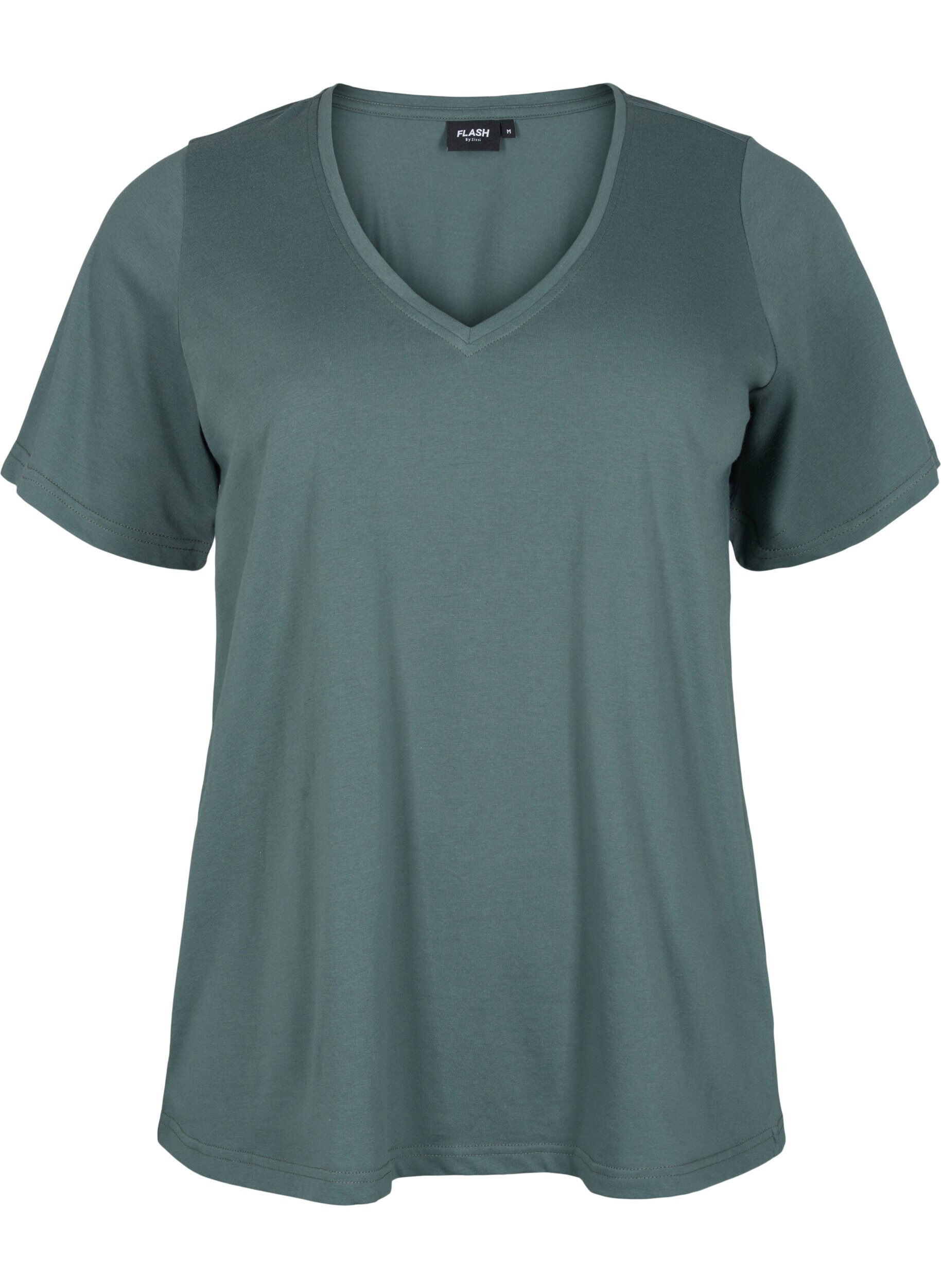Zizzi FLASH - T-Shirt mit V-Ausschnitt, Balsam Green, Packshot image number 0