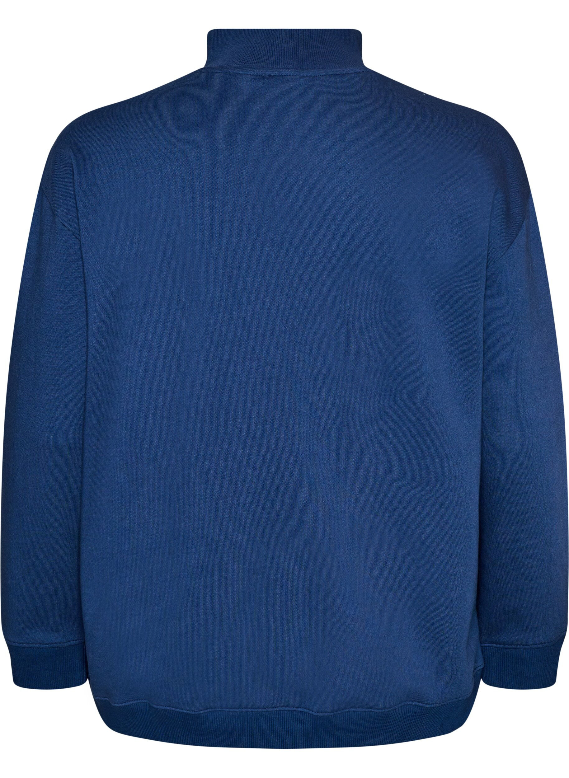 ZizziSweat-shirt avec col montant et motif sportif sur le devant, Bleu, Packshot image number 1