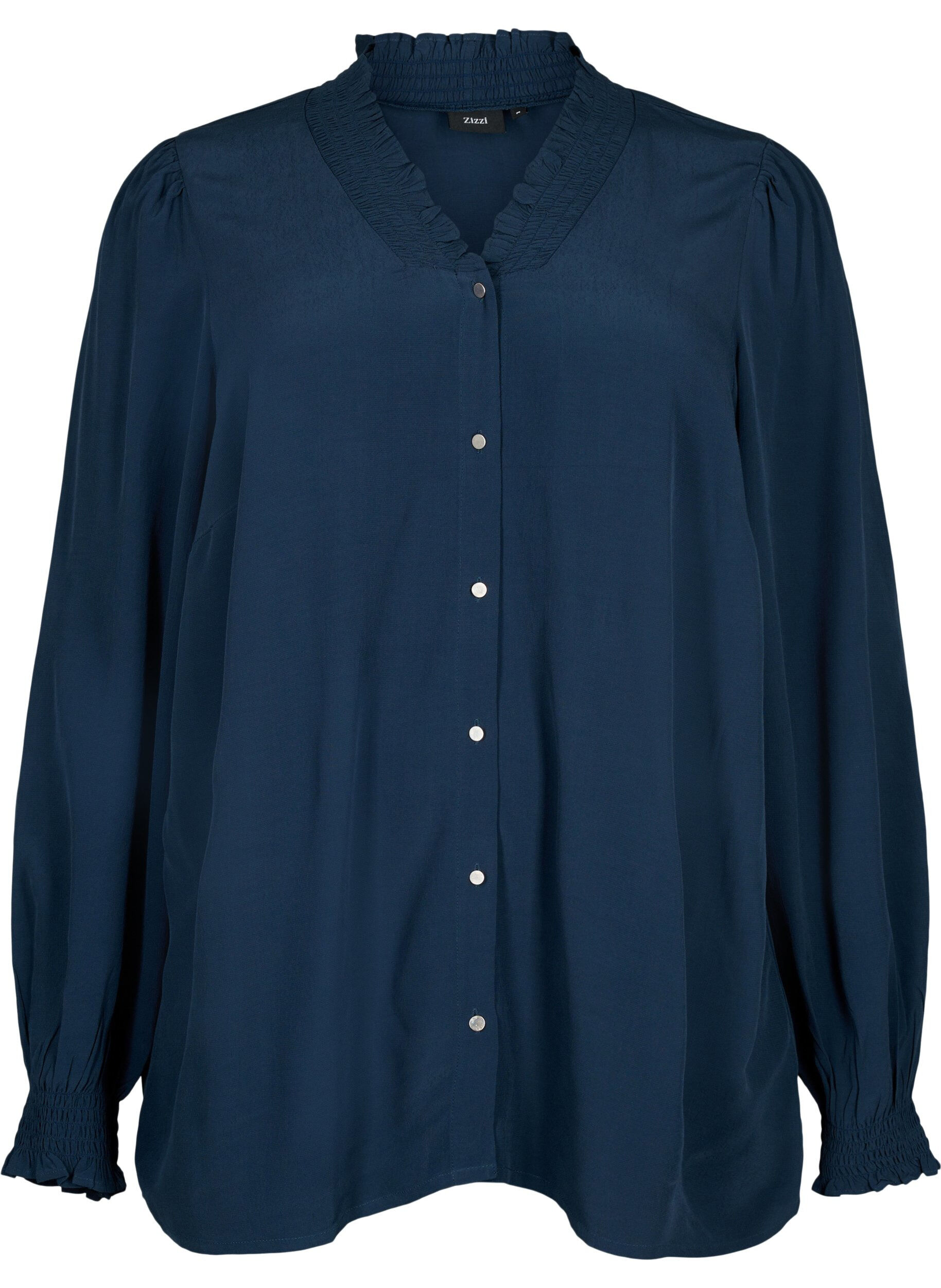 Zizzi Blouse &agrave; manches longues en viscose, Total Eclipse, Packshot image number 0