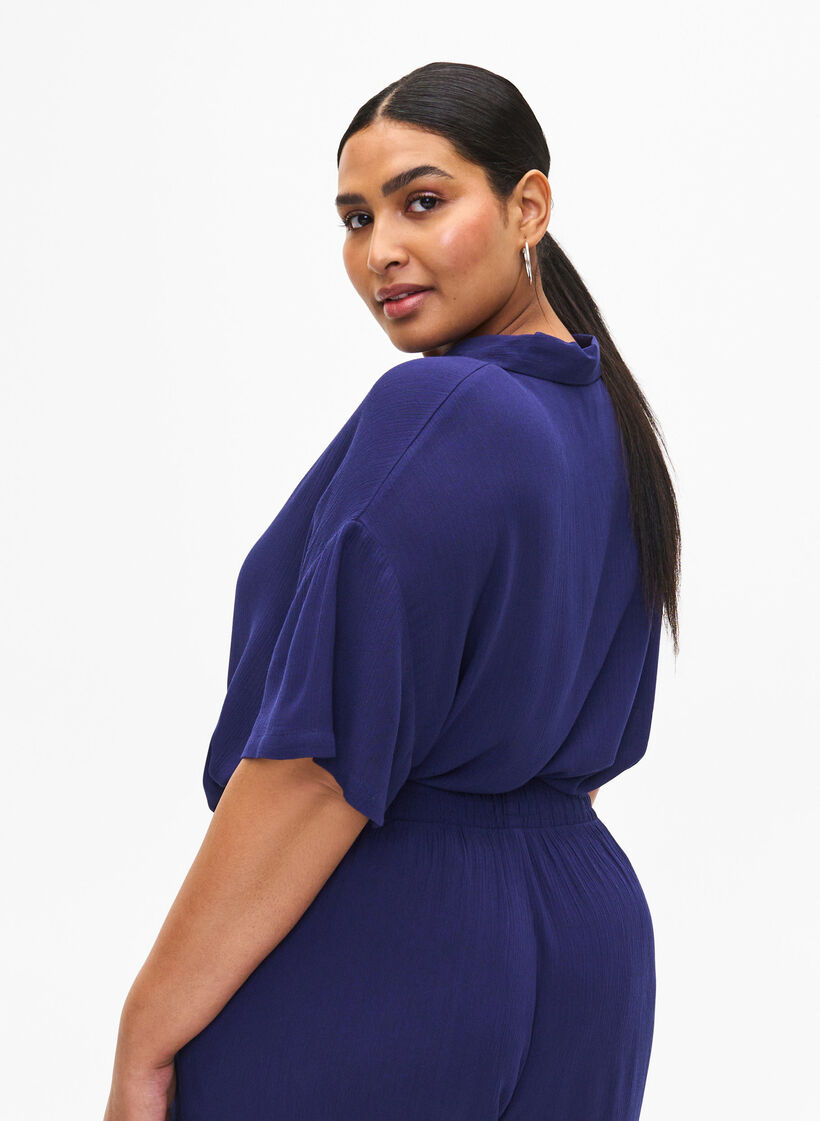 Chemise à manches courtes en viscose, Medieval Blue, Model image number 1