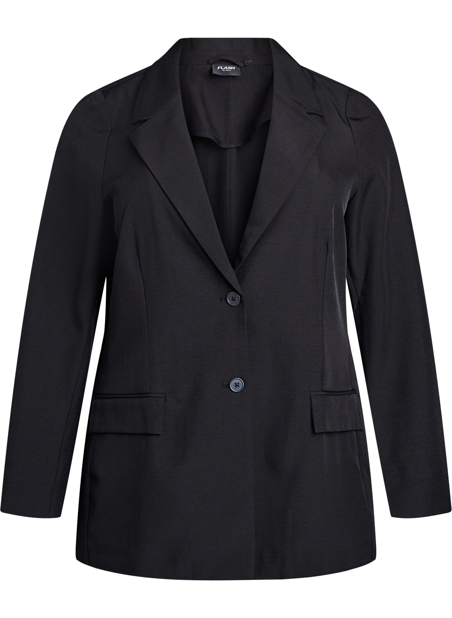 ZizziBlazer mit Taschen und Schlitzen, Schwarz, Packshot image number 0