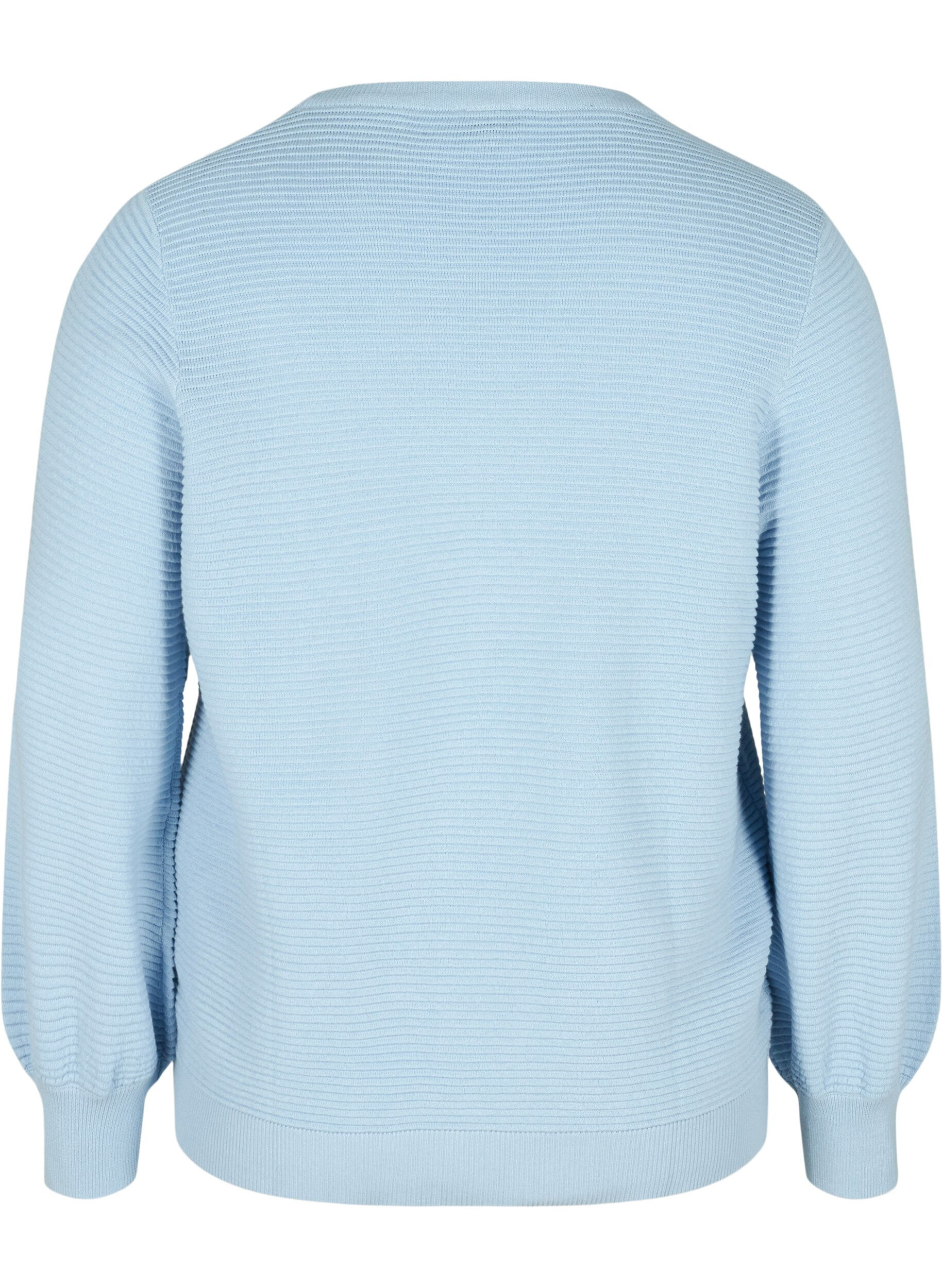 Zizzi Langarm Strickbluse aus Bio-Baumwolle, Chambray Blue, Packshot image number 1