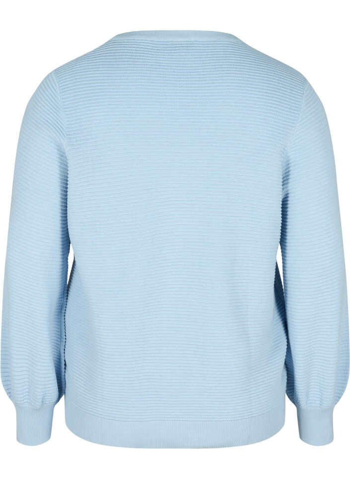 Blouse en tricot à manches longues en coton bio, Chambray Blue, Packshot image number 1