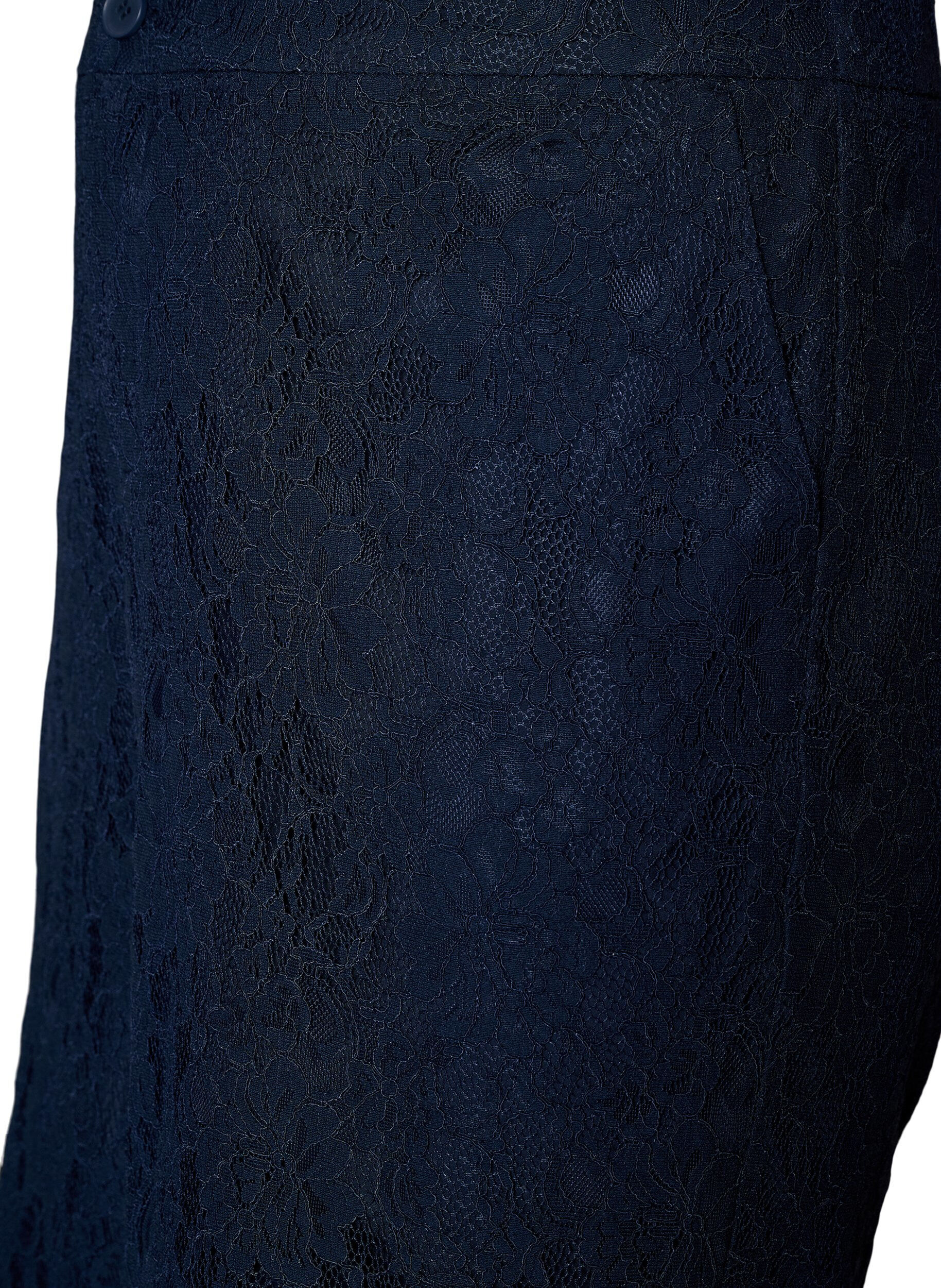 Zizzi Hoch taillierte Bermudashorts aus Spitze, Blau, Packshot image number 2