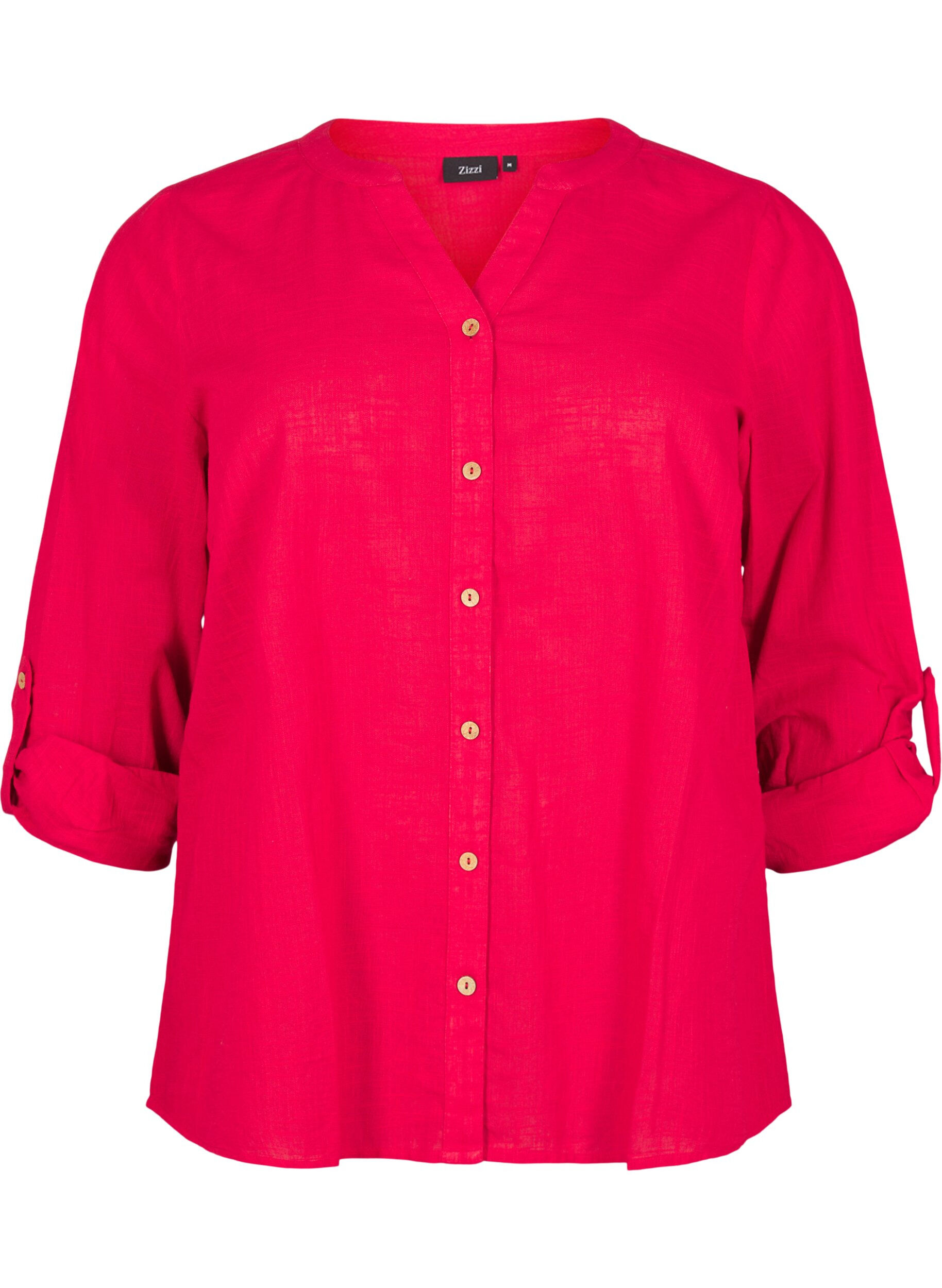 ZizziBaumwollbluse mit V-Ausschnitt, Rot, Packshot image number 0