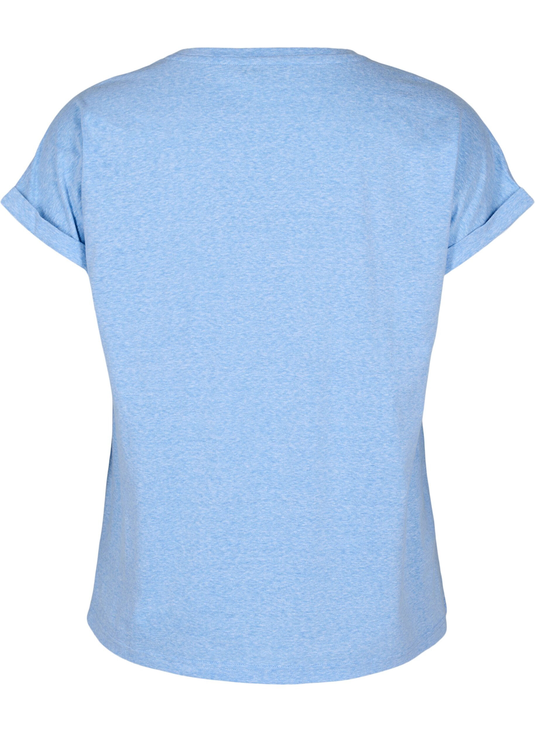 Zizzi T-shirt m&eacute;lang&eacute; avec manches courtes, Bleu Clair, Packshot image number 1