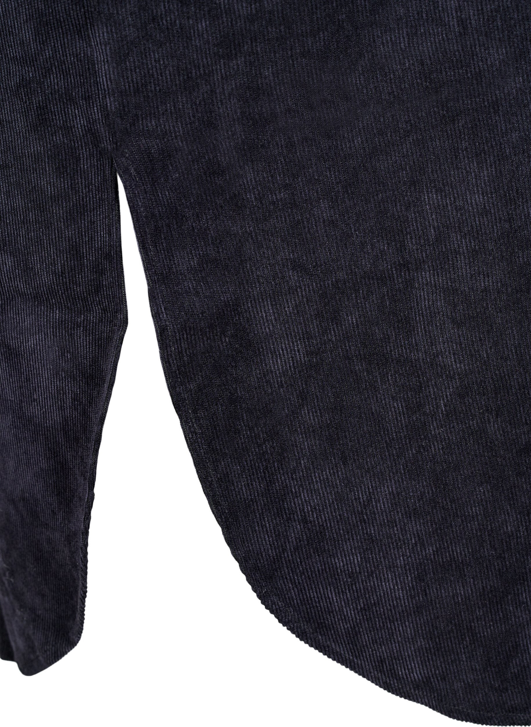 Zizzi Langes Corduroy-Hemdkleid mit Kn&ouml;pfen, Black, Packshot image number 3