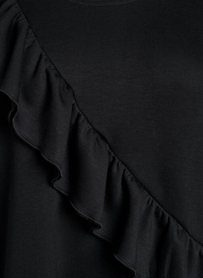 Bluse aus Jersey mit diagonalem R&uuml;schendetail, Schwarz, Packshot image number 2
