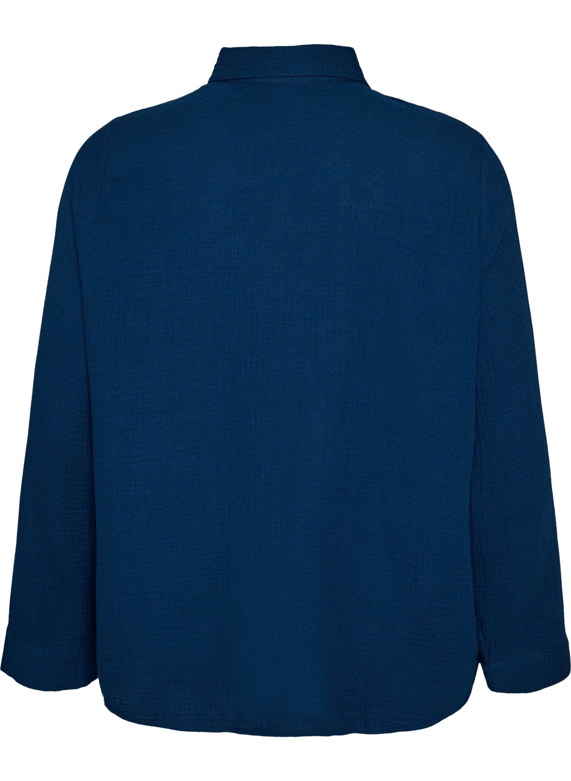 ZizziNachthemd aus Baumwoll-Musselin mit langen &Auml;rmeln, Blau, Packshot image number 1