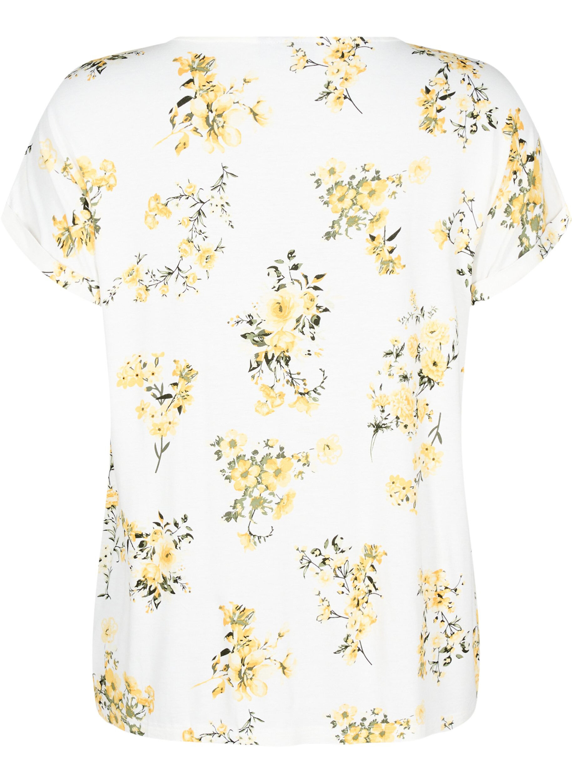 Zizzi T-shirt avec imprim&eacute; floral, Jaune, Packshot image number 1