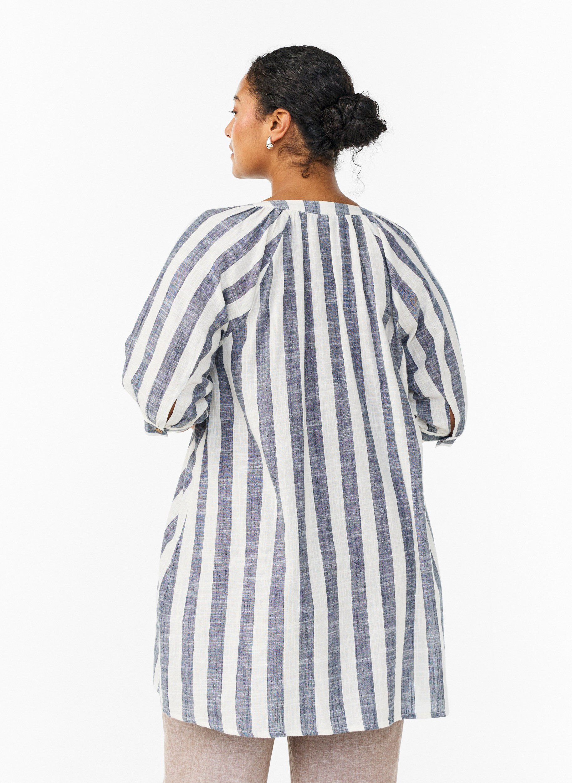 ZizziTunika aus Baumwolle mit V-Ausschnitt, Blau, Model image number 2