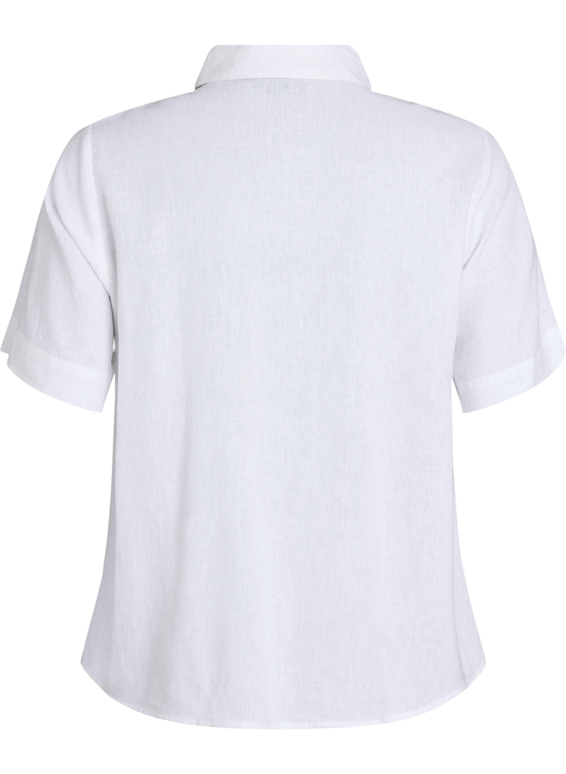 Zizzi Kurzarmhemd aus Leinen und Viskose, Wei&szlig;, Packshot image number 1