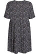 Kurzarmkleid in A-Linienform mit Schnittlinien, Schwarz, Packshot image number 1