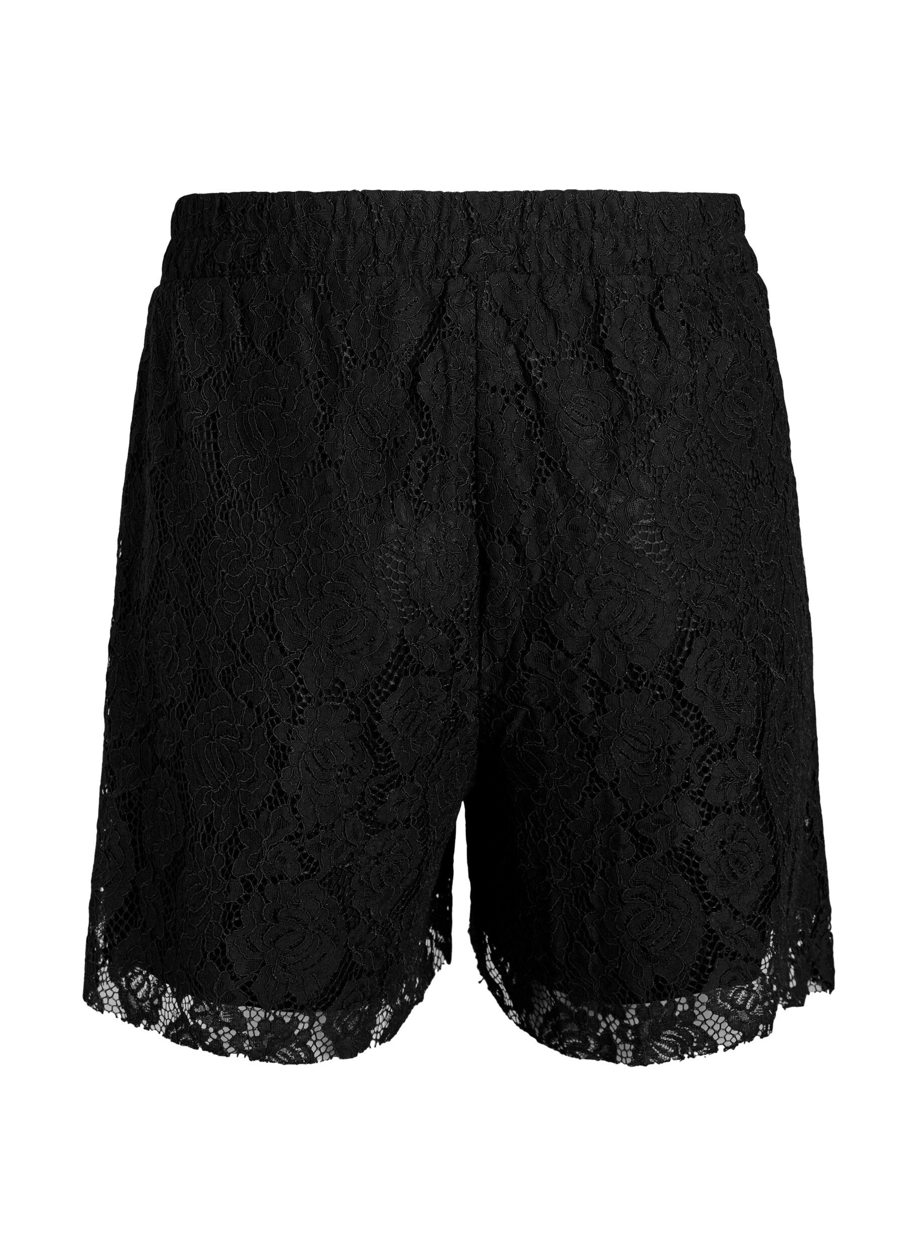 Zizzi Lockere Spitzenshorts, Schwarz, Packshot image number 1