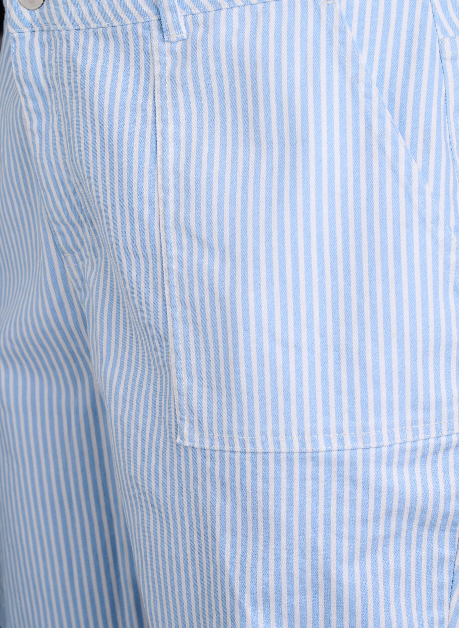 Zizzi Bermuda-Shorts mit hohem Bund und Streifenmuster, Blau, Packshot image number 2