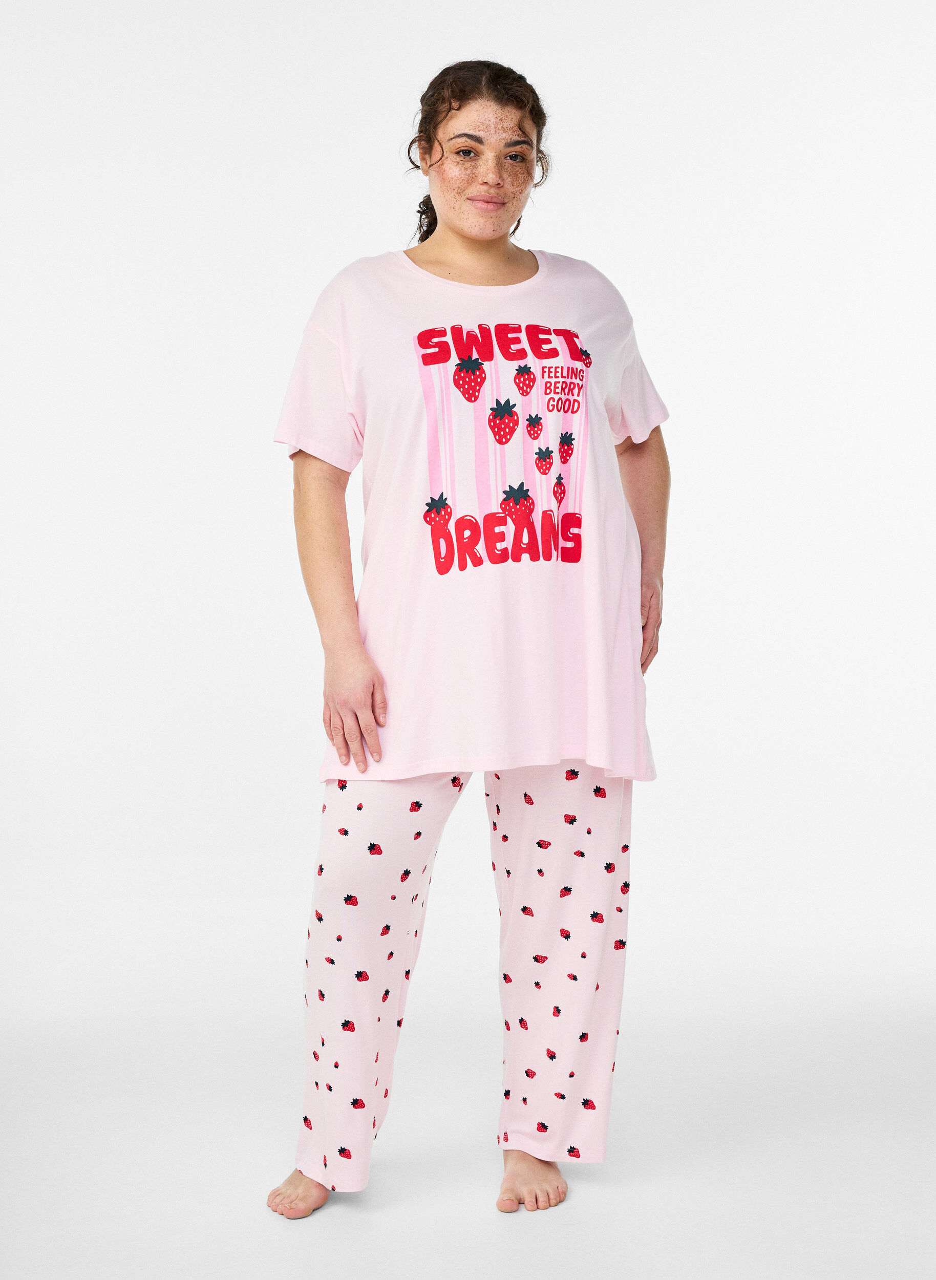 Zizzi Langes Nachthemd aus Bio-Baumwolle mit Print, Rot, Model image number 1