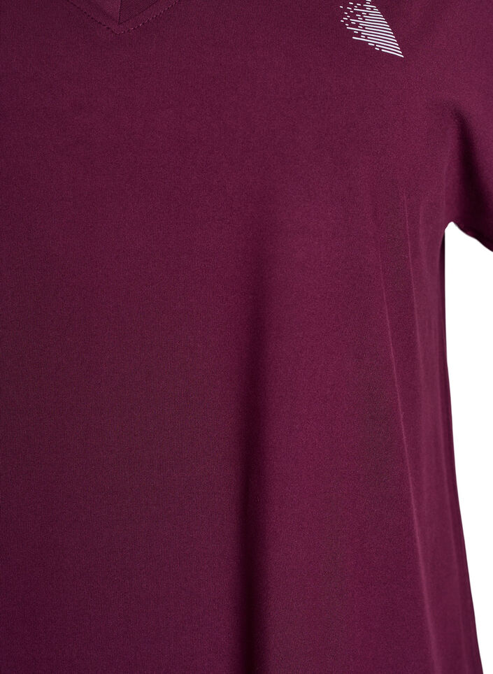 T-shirt de sport ample avec col en v, Bordeaux, Packshot image number 2