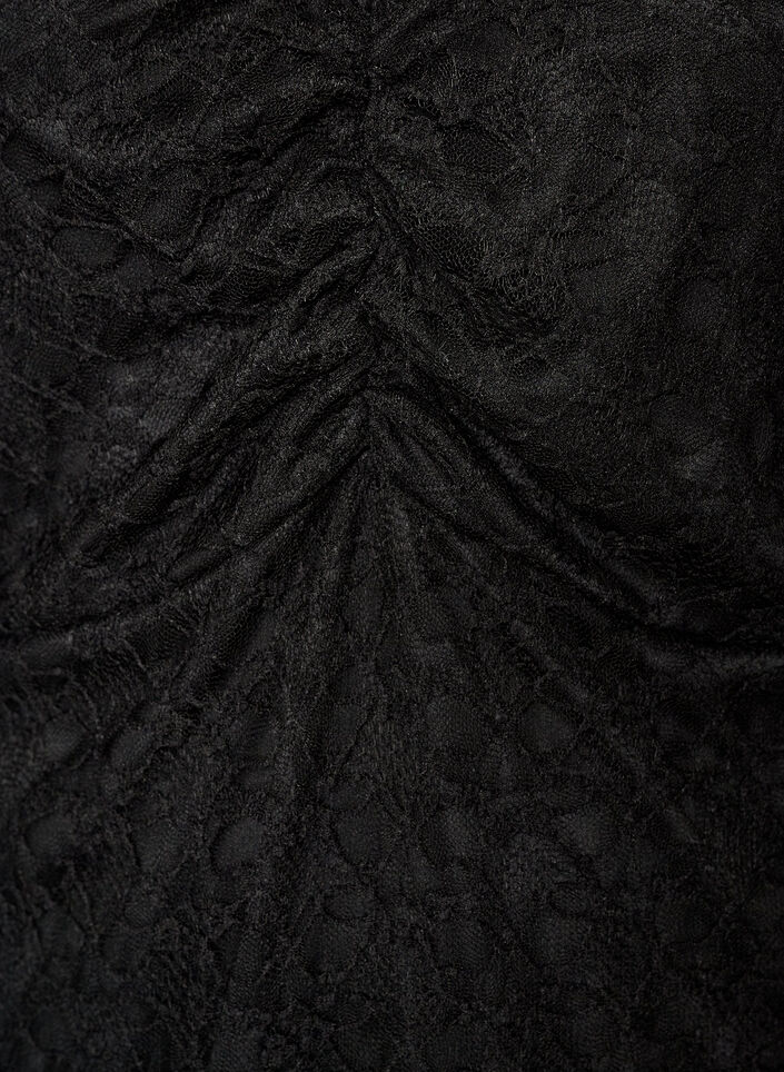 Robe en dentelle avec manches trompette et coupe &eacute;vas&eacute;e, Noir, Packshot image number 2