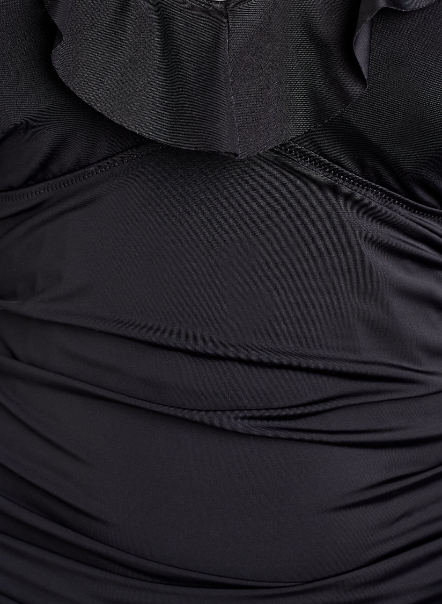 Zizzi Badeanzug mit R&uuml;schen und herausnehmbarer Polsterung, Schwarz, Packshot image number 2