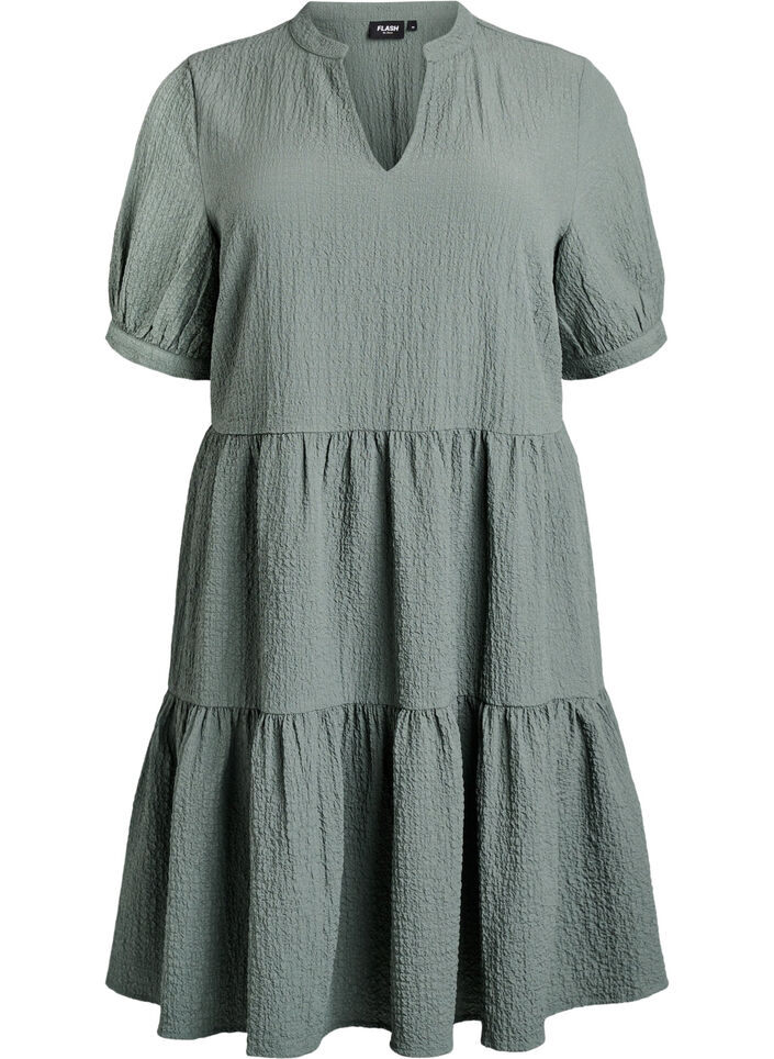 Kurzes A-Linien-Kleid, Gr&uuml;n, Packshot image number 0