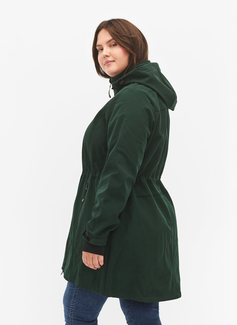 Veste softshell avec capuche amovible, Vert foncé, Model image number 2