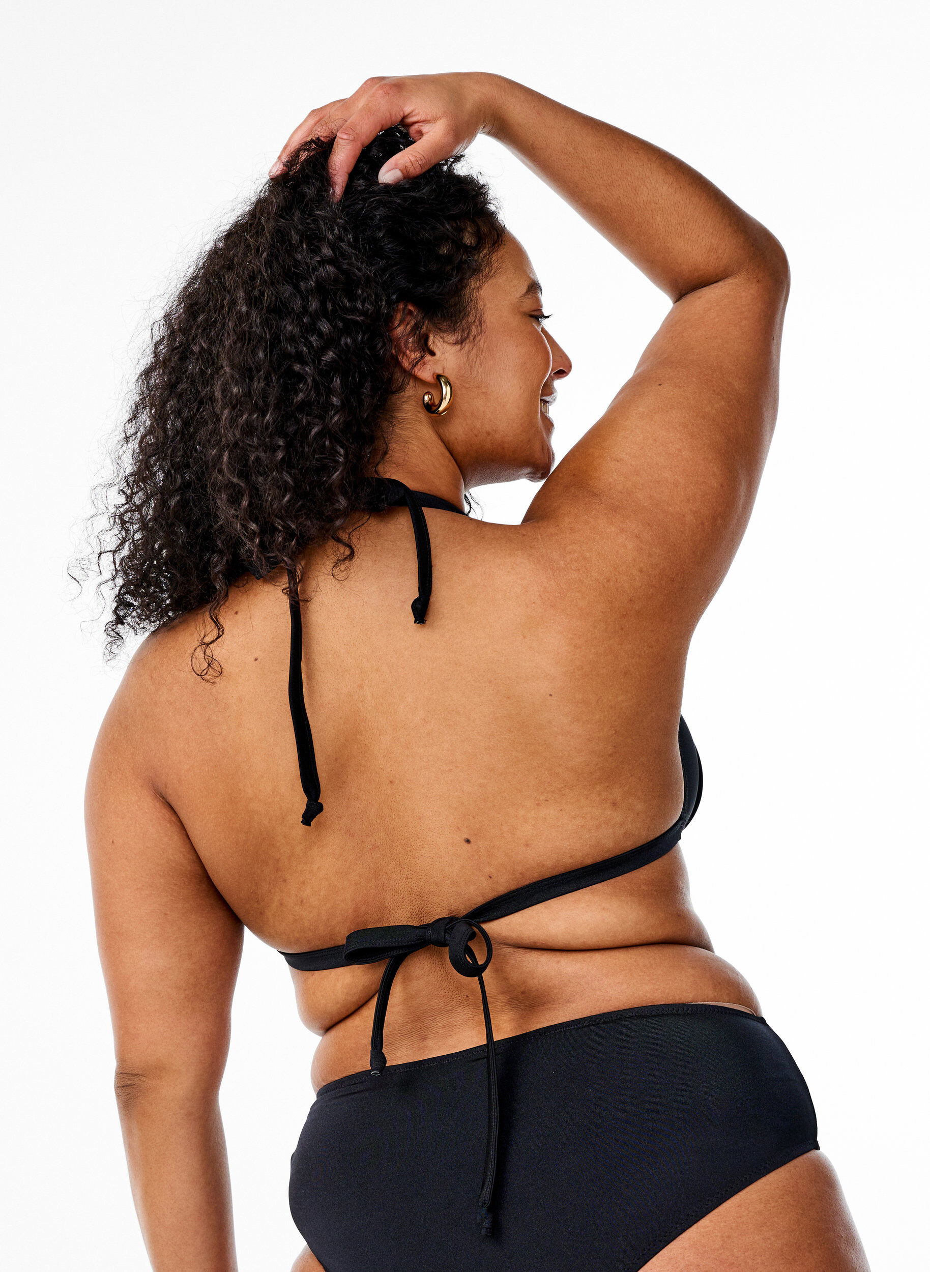 Zizzi Einfarbiges Triangel-Bikinioberteil, Schwarz, Model image number 1