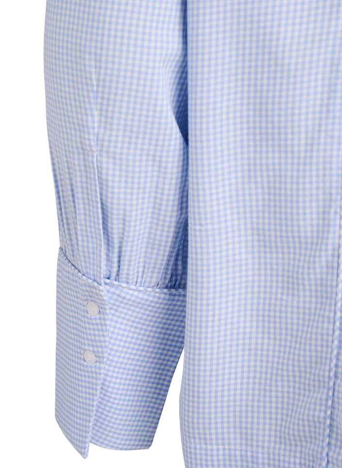 Blouse coupe évasée à carreaux, Bleu, Packshot image number 3