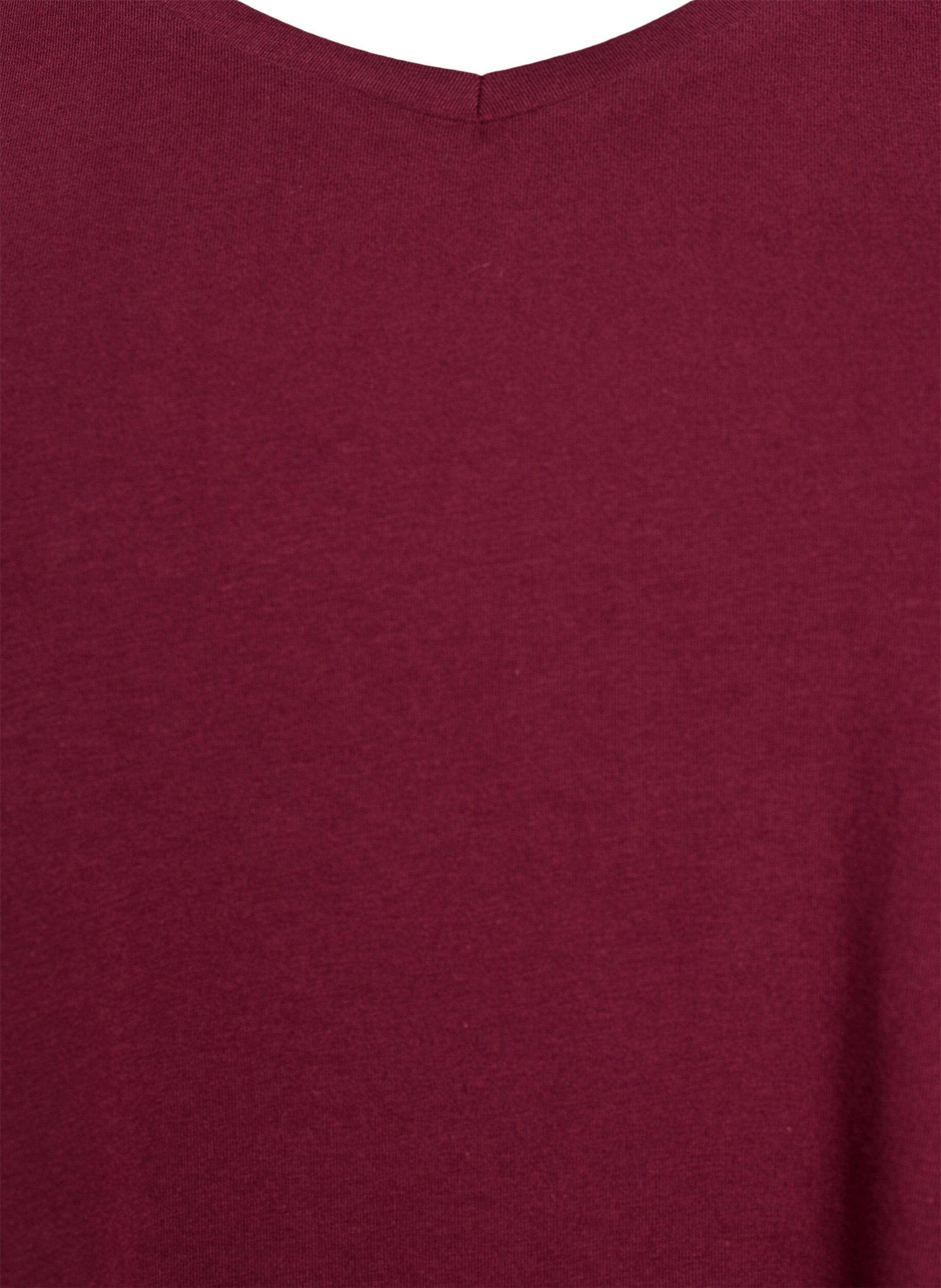 Zizzi Einfarbiges Basic-T-Shirt aus Baumwolle, Dunkles Bordeaux, Packshot image number 2