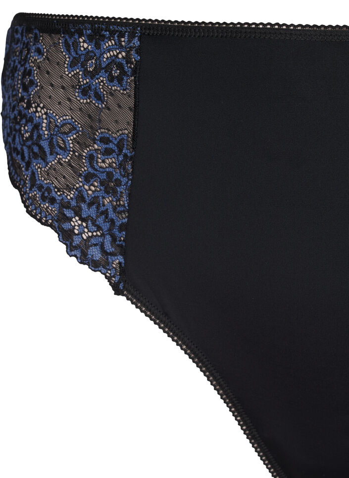 String microfibre avec dentelle, Black w Blue, Packshot image number 2