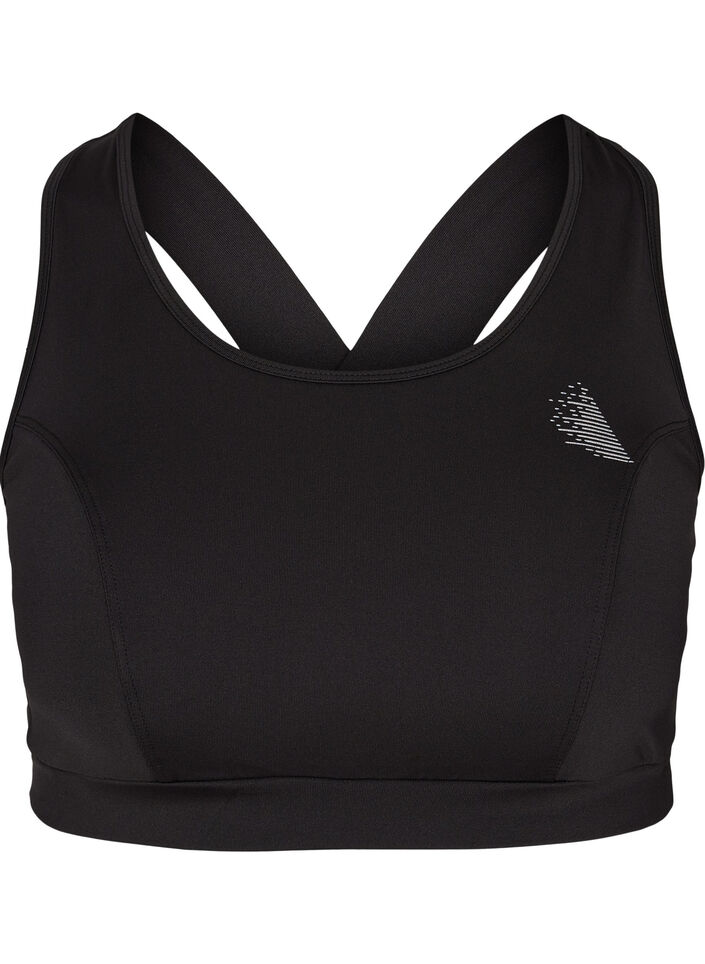 Haut de sport uni avec dos croisé, Black, Packshot image number 0