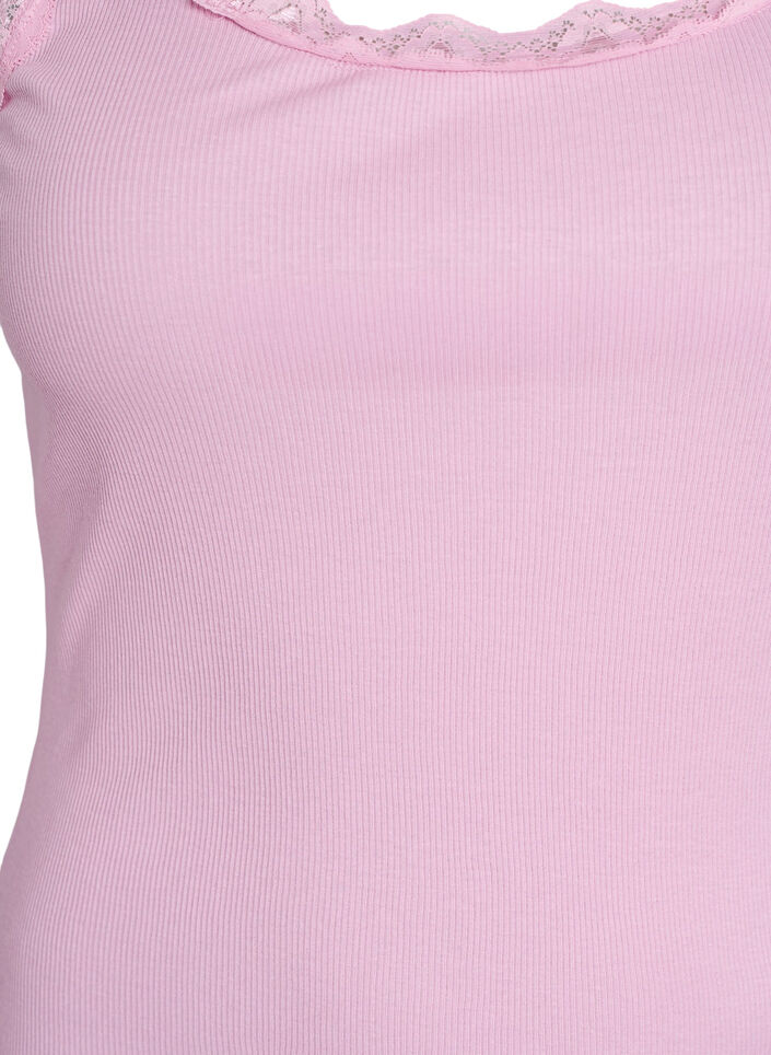 Top avec finitions en dentelle, Rose, Packshot image number 2