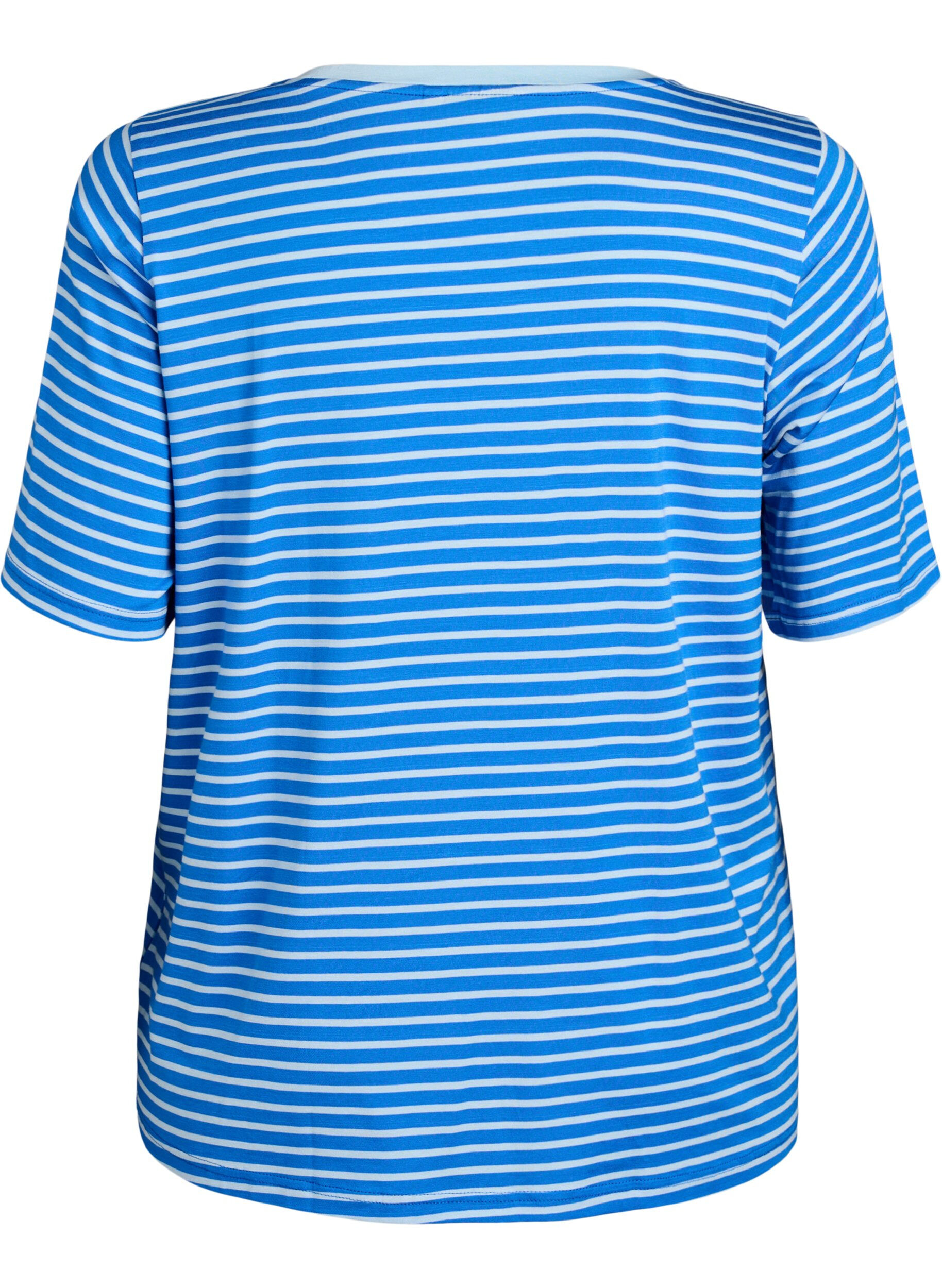 Zizzi Gestreiftes T-Shirt aus TENCEL&trade; Lyocell, Blau, Packshot image number 1