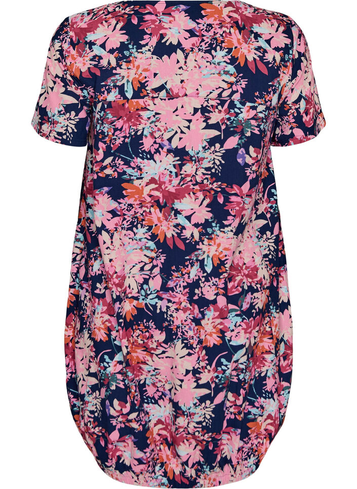 Robe en coton &agrave; manches courtes avec imprim&eacute;, Bleu, Packshot image number 1