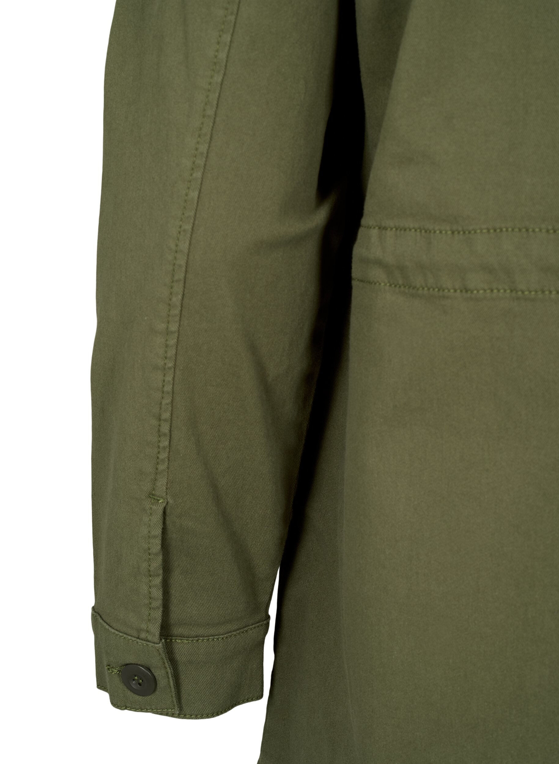 Zizzi Jacke aus Canvas mit Taschen, Thyme, Packshot image number 4