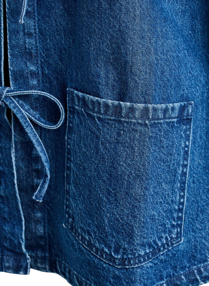 Veste en jean avec nœud de fermeture et poches, Blue Denim, Packshot image number 3