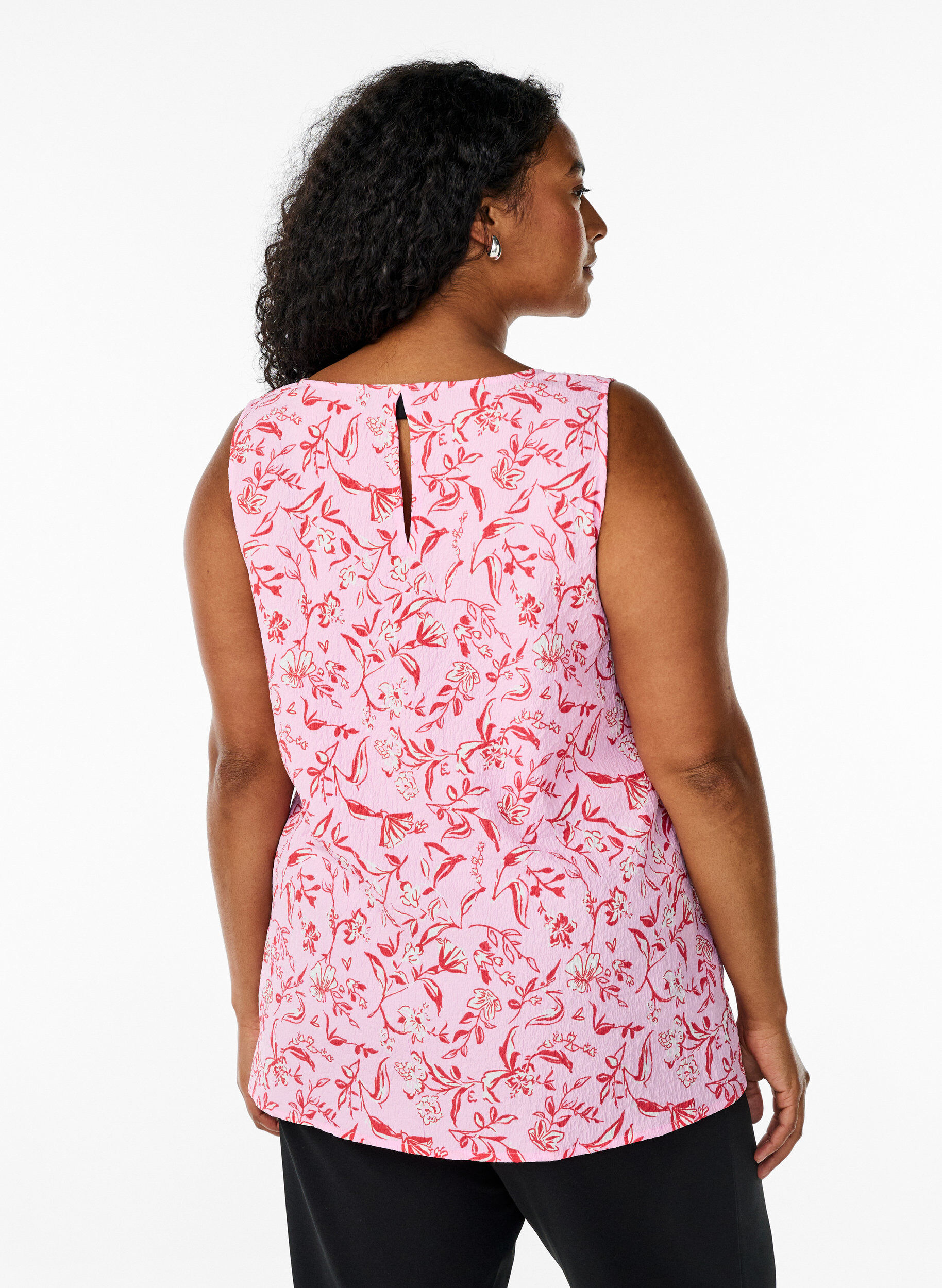 Zizzi Haut sans manches et textur&eacute;, Rose poudr&eacute;e, Model image number 2