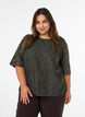 Blouse jacquard avec d&eacute;tails scintillants et manches bouffantes, Vert fonc&eacute;, Model image number 0